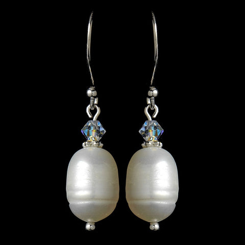 Freshwater Pearl & Crystal Bridal Wedding Earrings E 8205
