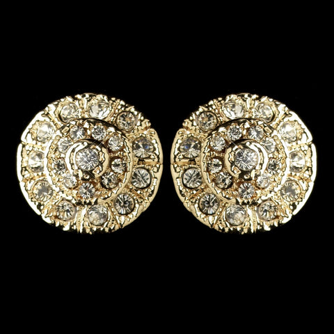 Gold Clear Rhinestone Stud Bridal Wedding Earrings 82057