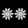 Rhodium White Stone Flower Stud Bridal Wedding Earrings 82058