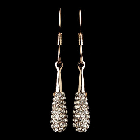 Rose Gold Pave CZ Crystal Teardrop Hook Dangle Bridal Wedding Earrings 82062