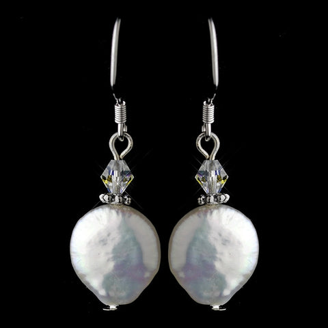 Freshwater Pearl & Crystal Hook Bridal Wedding Earrings 8212