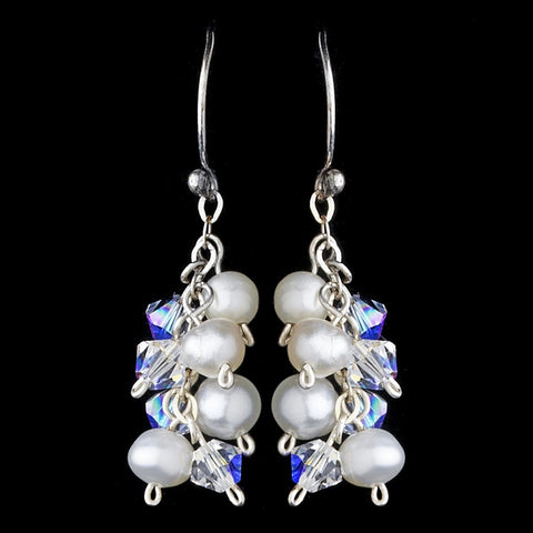 White & AB Freshwater Pearl Bridal Wedding Earrings E 8249