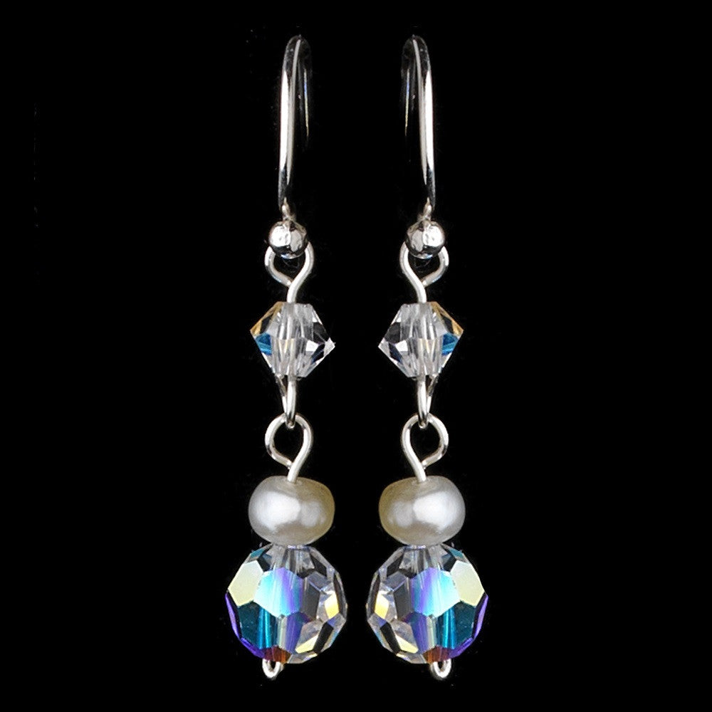 Freshwater Pearl & Swarovski Crystal Beach Bride Bridal Wedding Earrings E 8254