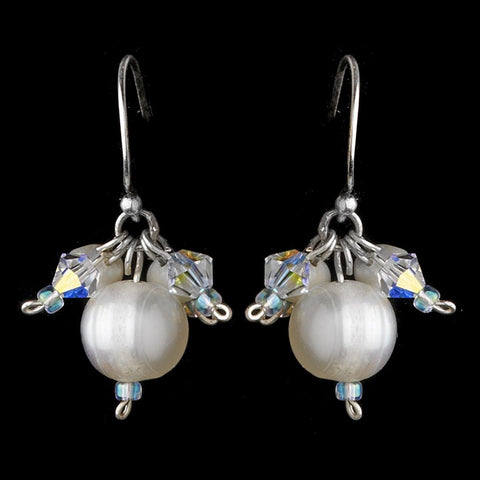 Shimmering White Freshwater Pearl Bridal Wedding Earrings 8255