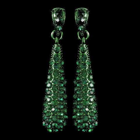 * Encrusted with Green Rhinestones Crystal Dangle Earring 8341