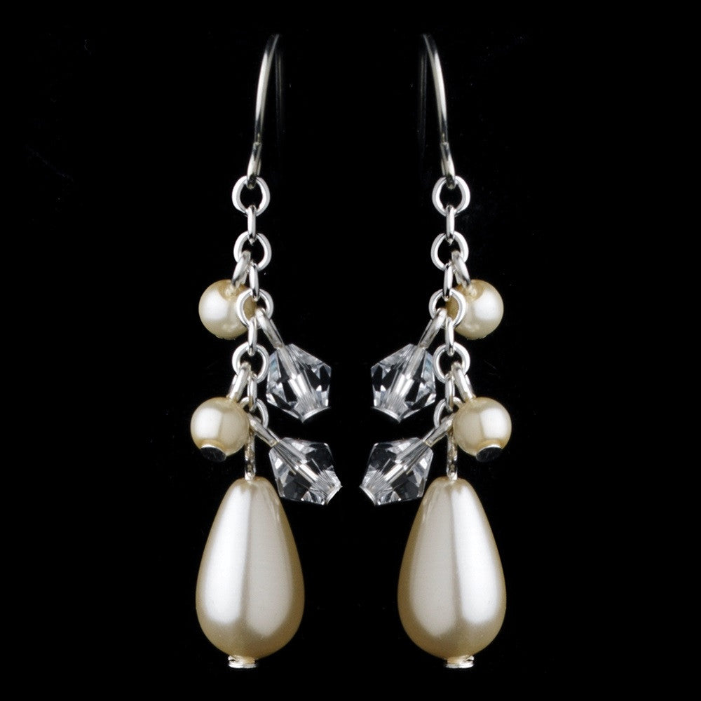 Swarovski Crystal Bead & Pearl Dangle Bridal Wedding Earrings 8351