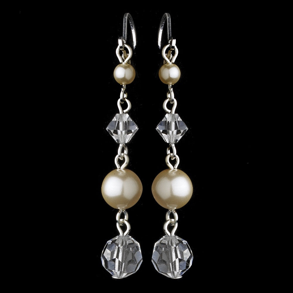 Swarovski Crystal Bead & Pearl Dangle Bridal Wedding Earrings 8353