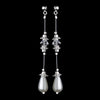 White Pearl & Crystal Drop Bridal Wedding Earrings E 8357