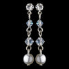 White Pearl Clear AB Bridal Wedding Earrings 8363