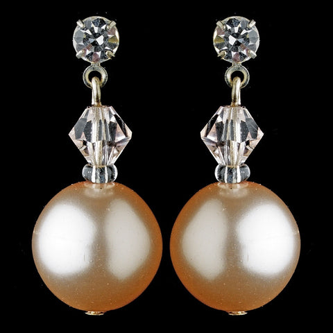 Pearl & Swarovski Crystal Bead Drop Bridal Wedding Earrings 8372