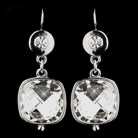 Silver Clear Drop Bridal Wedding Earrings 8402