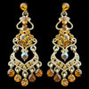 Gold Topaz AB Mix Rhinestone Chandelier Bridal Wedding Earrings 8415