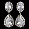 Ravishing Silver Clear CZ Bridal Wedding Hair Clip On Bridal Wedding Earrings 8483