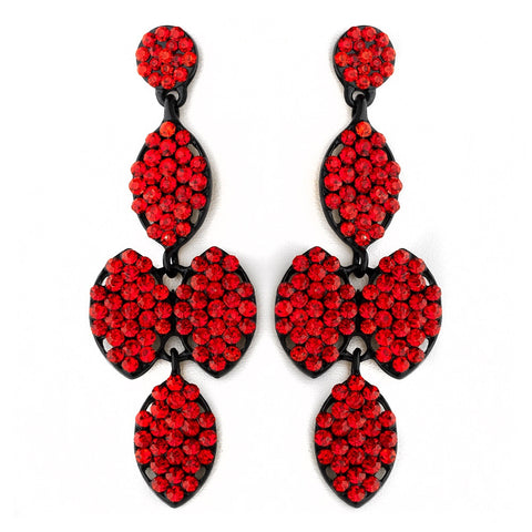 * Four Tone Red Mix on Black Earring Set 8541