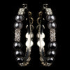 Silver Hematite Pearl & Clear Rhinestone Hoop Bridal Wedding Earrings 8550