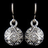 Antique Silver Rhodium Clear CZ Pave Vintage Ball Drop Bridal Wedding Earrings 8571