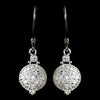 Antique Rhodium Silver Clear CZ Pave Circle Drop Bridal Wedding Earrings 8578