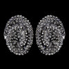 Hematite Black Diamond Crystal Bridal Wedding Hair Clip-On Bridal Wedding Earrings E 8589