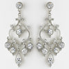 Exquisite Antique Silver Chandelier Bridal Wedding Earrings w/ Clear Crystals 8590