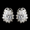 Antique Silver Clear CZ Crystal Bridal Wedding Earrings 8625