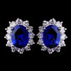 Princess Kate Middleton Inspired Silver Sapphire Blue or Clear CZ Bridal Wedding Earrings 8625