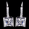 Gorgeous Silver Clear Princess Cut CZ Bridal Wedding Earrings 8630
