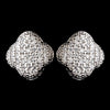 Silver Clear Rhinestone Micro Pave Clover Bridal Wedding Necklace 8640 &amp; Stud Bridal Wedding Earrings 8632 Bridal Wedding Jewelry Set