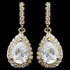 Gold Clear CZ Teardrop Bridal Wedding Earrings 8634