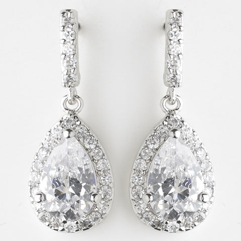 Fabulous Silver Clear CZ Bridal Wedding Earrings 8634