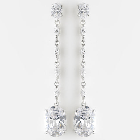 Ravishing Silver Clear CZ Dangle Bridal Wedding Earrings 8637