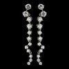 Silver Clear CZ Crystal Dangle Bridal Wedding Earrings 8649