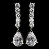 Antique Silver Clear Tear Drop CZ Crystal Bridal Wedding Jewelry Set 8653