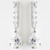 Antique Silver Clear CZ Crystal Post Bridal Wedding Earrings 8653