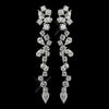 Antique Silver Clear CZ Crystal Dangle Bridal Wedding Earrings 8654
