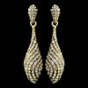 Gold Clear Pave Rhinestone Dangle Bridal Wedding Earrings 8659