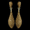 Gold Topaz Pave Rhinestone Dangle Bridal Wedding Earrings 8659
