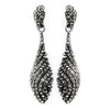 Antique Silver Smoked Pave Rhinestone Dangle Bridal Wedding Earrings 8659