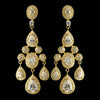 Gold Clear Teardrop CZ Crystal Chandelier Bridal Wedding Earrings 8677