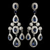 Antique Silver Sapphire CZ Crystal Bridal Wedding Chandelier Bridal Wedding Earrings 8677