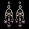 Silver Amethyst & Clear Rhinestone Chandelier Bridal Wedding Earrings 8681