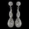 Antique Silver Clear Rhinestone & Crystal Dangle Bridal Wedding Earrings 8682