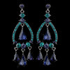 Silver Blue Teal Crystal & Rhinestone Teardrop Chandelier Bridal Wedding Earrings 8686