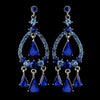 Silver Blue Sapphire Crystal & Rhinestone Chandelier Bridal Wedding Earrings 8686