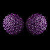 Lovely Large Amethyst Pave Ball Stud Bridal Wedding Earrings 8700