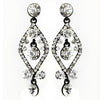 Clear Crystal Post Dangle Bridal Wedding Earrings with Black Plating 8705