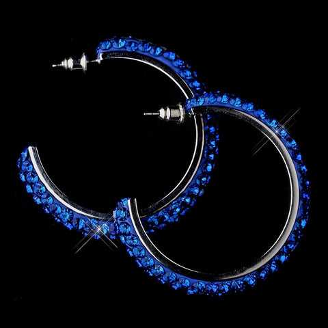 Antique Silver Blue Hoop Bridal Wedding Earrings 8707