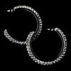 Antique Silver Black Diamond Hoop Bridal Wedding Earrings 8707