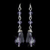 Silver Amethyst Crystal Tear Drop Dangle Bridal Wedding Earrings 8737