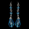 Silver Aqua Crystal Tear Drop Dangle Bridal Wedding Earrings 8737