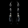 Silver Black Crystal Tear Drop Dangle Bridal Wedding Earrings 8737